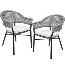 Kit 02 Cadeiras Decorativas área Gourmet Base Grafite Corda Náutica Medan R01 Chumbo - Lyam Decor Kit 02 Cadeiras Decorativas área Gourmet Base Grafite Corda Náutica Medan R01 Chumbo - Lyam Decor