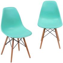 Kit 02 Cadeiras Decorativas Eiffel Charles Eames F03 Azul Claro com Pés de Madeira - Lyam Decor