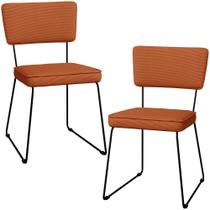 Kit 02 Cadeiras Decorativas Estofada Base De Aço Allana L02 Tecido Terracota - Lyam Decor
