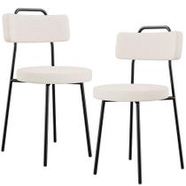Kit 02 Cadeiras Decorativas Estofada Para Sala De Jantar Barcelona L02 Linho Cru - Lyam Decor