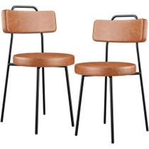 Kit 02 Cadeiras Decorativas Estofada Para Sala De Jantar Barcelona L02 material sintético Camel - Lyam Decor