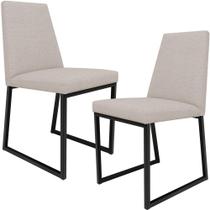 Kit 02 Cadeiras Decorativas Estofada Para Sala de Jantar Dafne L02 Linho Bege -LyamDecor