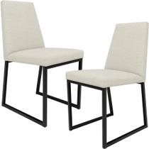 Kit 02 Cadeiras Decorativas Estofada Para Sala de Jantar Dafne L02 Linho Champagne -LyamDecor