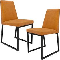 Kit 02 Cadeiras Decorativas Estofada Para Sala de Jantar Dafne L02 material sintético Whisky - Lyam Decor