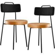 Kit 02 Cadeiras Decorativas Estofada Para Sala Jantar Barcelona L02 material sintético Preto Whisky - Lyam