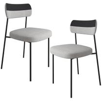 Kit 02 Cadeiras Decorativas Estofada Sala de Jantar Melina F01 Linho Cinza Material Sintético Preto - Lyam Decor Kit 02 Cadeiras Decorativas Estofada Sala de Jantar Melina F01 Linho Cinza Material Sintético Preto - Lyam Decor