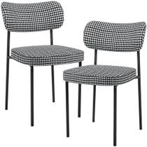 Kit 02 Cadeiras Decorativas Estofada Sala Jantar Melina L02 Pied Poule - Lyam Decor