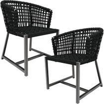 Kit 02 Cadeiras Decorativas Para Área Gourmet Cozinha Corda Náutica Belize D04 Preto - Lyam Decor Kit 02 Cadeiras Decorativas Para Área Gourmet Cozinha Corda Náutica Belize D04 Preto - Lyam Decor