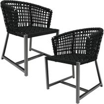 Kit 02 Cadeiras Decorativas Para Área Gourmet Cozinha Corda Náutica Belize D04 Preto - Lyam Decor Kit 02 Cadeiras Decorativas Para Área Gourmet Cozinha Corda Náutica Belize D04 Preto - Lyam Decor