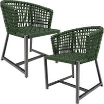 Kit 02 Cadeiras Decorativas Para Área Gourmet Cozinha Corda Náutica Belize D04 Verde - Lyam Decor