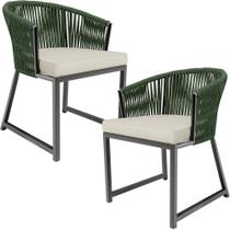 Kit 02 Cadeiras Decorativas Para Área Gourmet Cozinha Corda Náutica Bethari D04 Verde - Lyam Decor Kit 02 Cadeiras Decorativas Para Área Gourmet Cozinha Corda Náutica Bethari D04 Verde - Lyam Decor