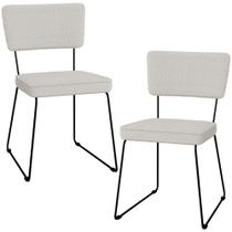 Kit 02 Cadeiras Decorativas Para Sala De Jantar Allana L02 Bouclê Cru - Lyam