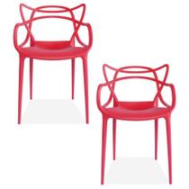 Kit 02 Cadeiras Decorativas Para Sala de Jantar Amsterdam Vermelho - Lyam Decor