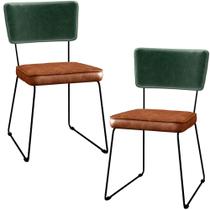 Kit 02 Cadeiras Decorativas Sala Jantar Allana L02 Facto Verde Musgo material sintético Camel - Lyam Decor