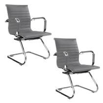 Kit 02 Cadeiras Diretor Fixa Interlocutor Esteirinha Charles Eames Cromada Cinza Kit 02 Cadeiras Diretor Fixa Interlocutor Esteirinha Charles Eames Cromada Cinza
