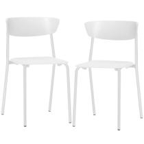 Kit 02 Cadeiras Empilhável Fixa Atom F02 Base Aço Branco - Lyam Decor