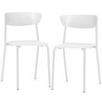 Kit 02 Cadeiras Empilhável Fixa Atom F02 Base Aço Branco - Lyam Decor