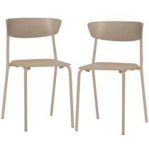 Kit 02 Cadeiras Empilhável Fixa Atom F02 Base Aço Nude - Lyam Decor