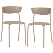 Kit 02 Cadeiras Empilhável Fixa Atom F02 Base Aço Nude - Lyam Decor