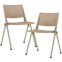 Kit 02 Cadeiras Empilhável Fixa Lift F02 Base Aço Nude - Lyam Decor