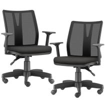 Kit 02 Cadeiras Escritório Addit F02 Crepe Preto Kit 02 Cadeiras Escritório Addit F02 Crepe Preto