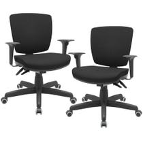 Kit 02 Cadeiras Escritório Executiva Office Giratória Preto Baixa Flexi P03 Poliéster Preto - Lyam Kit 02 Cadeiras Escritório Executiva Office Giratória Preto Baixa Flexi P03 Poliéster Preto - Lyam