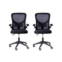 Kit 02 Cadeiras Escritório Rodizio Office Bytes Preto