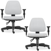Kit 02 Cadeiras Escritório Sky L02 material sintético Branco