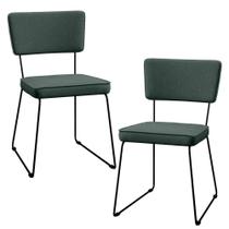 Kit 02 Cadeiras Estofada Para Sala Base Em Aço Verde Musgo