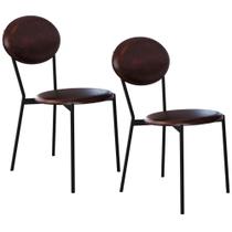 Kit 02 Cadeiras Estofada Para Sala de Jantar Azuri Preto C01 material sintético Café - Lyam Decor