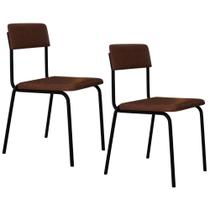 Kit 02 Cadeiras Estofada Para Sala de Jantar Sense Preto C01 material sintético Whisky - Lyam Decor Kit 02 Cadeiras Estofada Para Sala de Jantar Sense Preto C01 material sintético Whisky - Lyam Decor