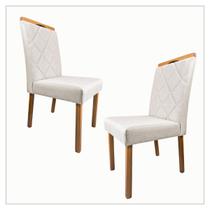 Kit 02 Cadeiras Estofadas de Mesa de Jantar, Tulipa - Madeira Maciça - Costura Pantográfica - Base Fixa e Puxador Cor do