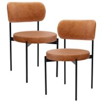 Kit 02 Cadeiras Estofadas Para Sala De Jantar Louvre L02 material sintético Canela - Lyam Decor