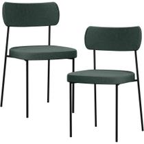 Kit 02 Cadeiras Estofadas Para Sala De Jantar Melina L02 Linho Verde - Lyam Decor