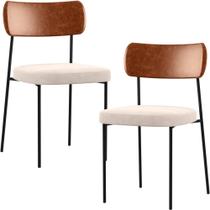 Kit 02 Cadeiras Estofadas Para Sala De Jantar Melina L02 Sintético Camel Suede Bege - Lyam Decor