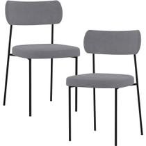 Kit 02 Cadeiras Estofadas Para Sala De Jantar Melina L02 Suede Cinza - Lyam Decor Kit 02 Cadeiras Estofadas Para Sala De Jantar Melina L02 Suede Cinza - Lyam Decor