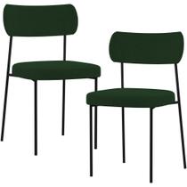 Kit 02 Cadeiras Estofadas Para Sala De Jantar Melina L02 Suede Verde Musgo - Lyam Decor