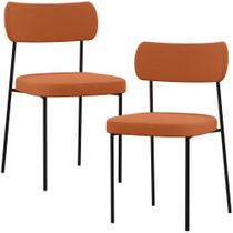Kit 02 Cadeiras Estofadas Para Sala De Jantar Melina L02 Tecido Terracota - Lyam Decor