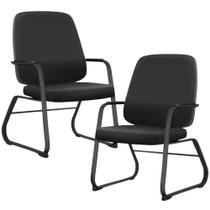 Kit 02 Cadeiras Executiva Diretor Base Fixa Hub F02 Sintético Preto - Lyam Decor Kit 02 Cadeiras Executiva Diretor Base Fixa Hub F02 Sintético Preto - Lyam Decor