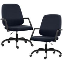 Kit 02 Cadeiras Executiva Diretor Base Giratória Hub F02 Sintético Azul - Lyam Decor Kit 02 Cadeiras Executiva Diretor Base Giratória Hub F02 Sintético Azul - Lyam Decor