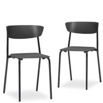 Kit 02 Cadeiras Fixa Base Preta Empilhável Bit F02 Preto - Lyam Decor