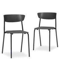 Kit 02 Cadeiras Fixa Base Preta Empilhável Bit Preto - Lyam Decor
