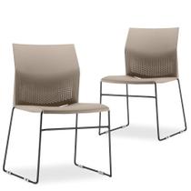 Kit 02 Cadeiras Fixa Base Preta Empilhável Connect Nude - Lyam Decor