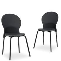 Kit 02 Cadeiras Fixa Base Preta Luna F02 Preto