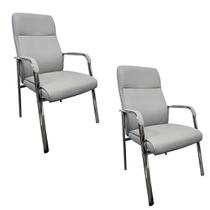 Kit 02 Cadeiras Fixas Partner Estofada Cinza B.Hoff Mobile