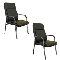 Kit 02 Cadeiras Fixas Partner Estofada Preta B.Hoff Mobile Kit 02 Cadeiras Fixas Partner Estofada Preta B.Hoff Mobile