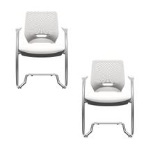 Kit 02 Cadeiras Fixas Pé em S Beezi Cromada Branca PLAXMETAL