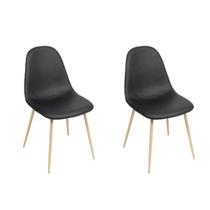 Kit 02 Cadeiras Fixas Viena Cor Preta Base Metal