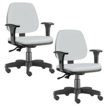 Kit 02 Cadeiras Giratória Job Executiva Ergonômica Escritório Material Sintético Branco - Lyam Decor