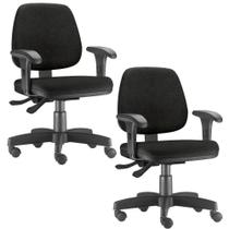 Kit 02 Cadeiras Giratória Job Executiva Ergonômica Escritório Tecido Sintético Preto - Lyam Decor Kit 02 Cadeiras Giratória Job Executiva Ergonômica Escritório Tecido Sintético Preto - Lyam Decor